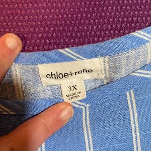 Blue vertical stripe blue and white dress